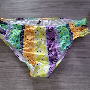 California Sunshine Floral Colorblock Bikini Bottom Nwot